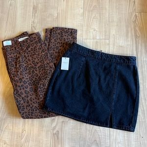 Leopard pants size 10 and black skirt size L
